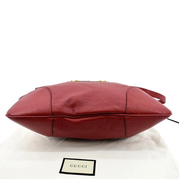 GUCCI  Horsebit 1955 Leather Messenger Bag Red - Picture 7 of 13